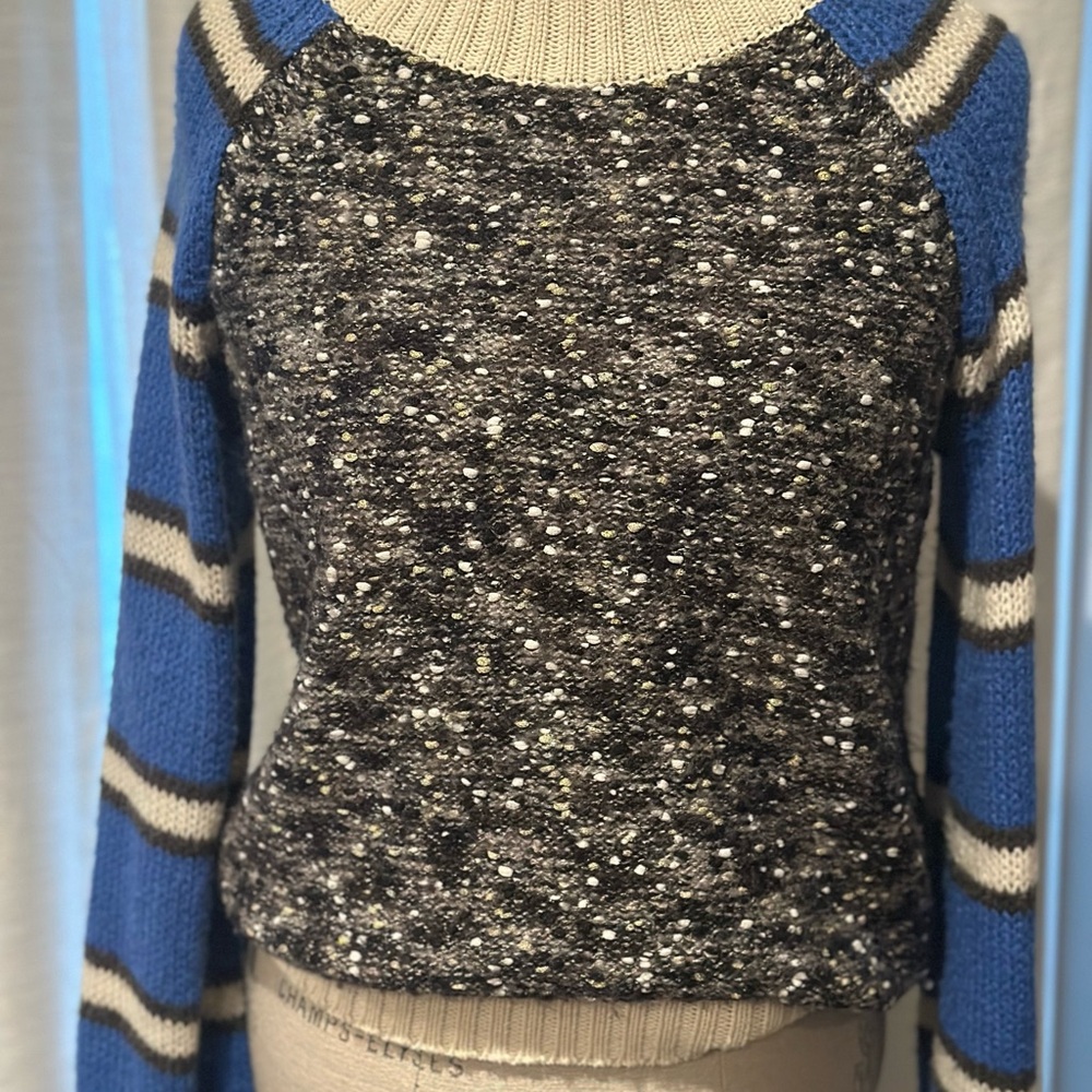 Treasure & Bond Blue and Black Crew Neck Sweater
